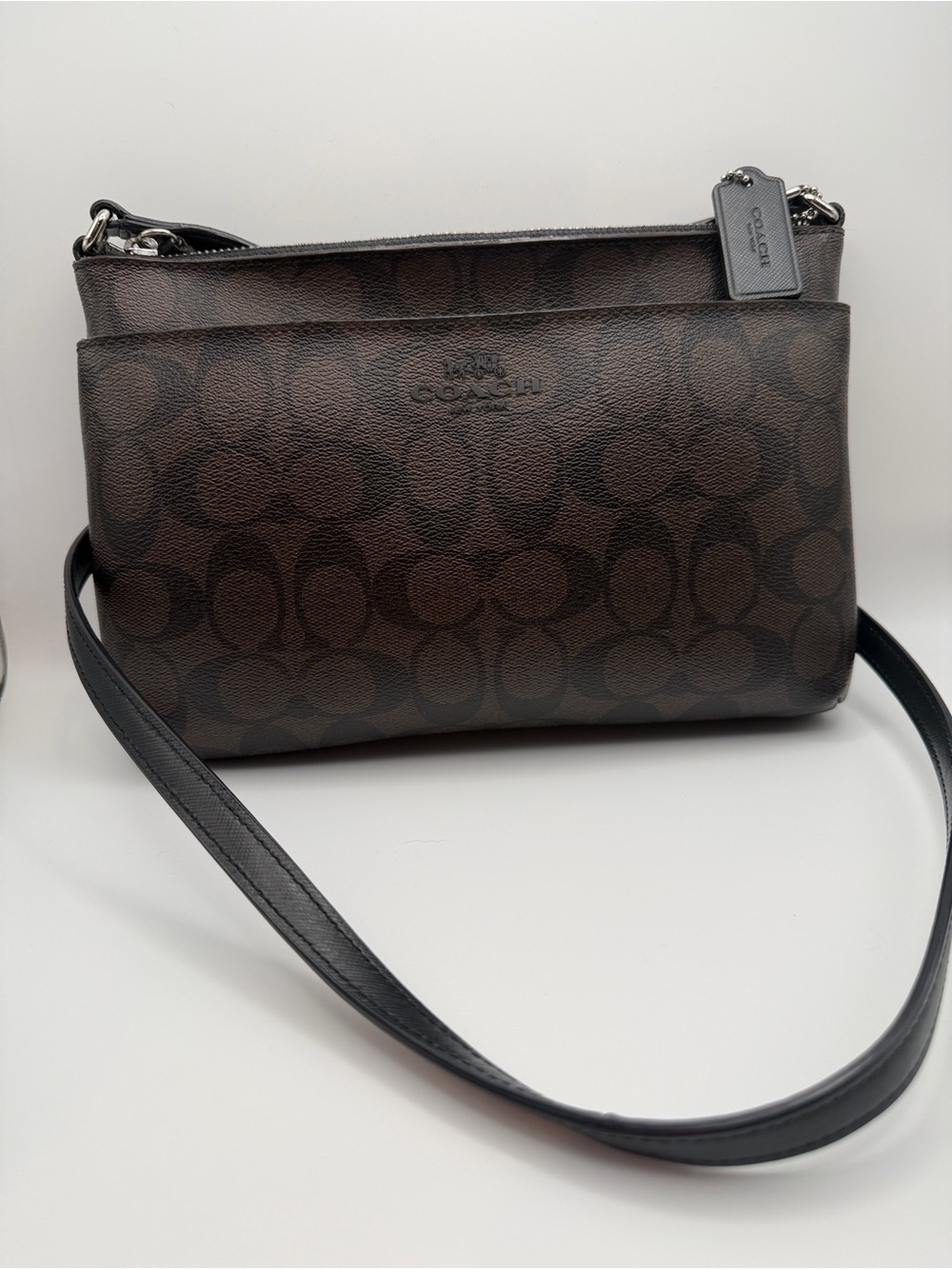 Coach Signature Coated Canvas Crossbody Bag Brown Black F52268